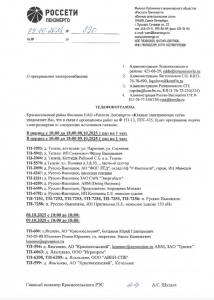ОТКЛЮЧЕНИЕ ЭЛЕКТРОСНАБЖЕНИЯ 08-09.10.2025